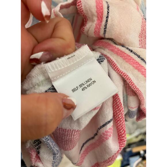 Jack and Delancey Stripe Valley Linen Anthropologie Coastal Grandma Blouse 3X - Picture 5 of 7